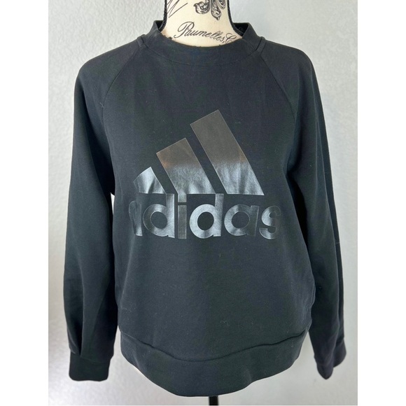 Adidas Black Sweatshirt with Half Zip Back Closure - Picture 1 of 5